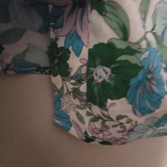 Talbots Non Iron Floral Sleeveless Shirt Women's 16W Blue Tropical Resort Cruise - Picture 4 of 9